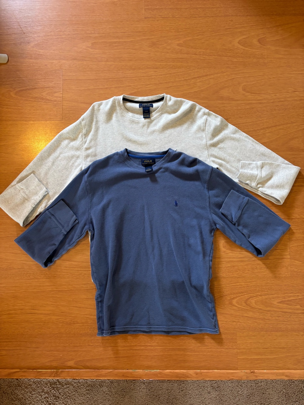 Polo by Ralph Lauren Long Sleeve Crewneck Thermals in Navy and Light Gray
